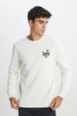Lee L242503104 Ekru Erkek Saat  Baskılı Bisiklet Yaka Üç İplik Sweat - 1