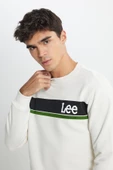 Lee L232501102 Ekru Erkek Lee Dekor Yazılı Bisiklet Yaka İki İplik Sweat - 3