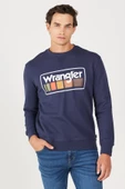 Wrangler W646H1114 Lacivert Erkek Göğüsten Yazı Detaylı Bisiklet Yaka Üç İplik Sweat - 2