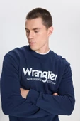 Wrangler W212025410 Lacivert Erkek Yazı Detaylı İki İplik Bisiklet Yaka Sweat - 4