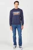 Wrangler W646H1114 Lacivert Erkek Göğüsten Yazı Detaylı Bisiklet Yaka Üç İplik Sweat - 5