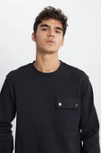 Lee L242498001 Siyah Erkek Bisiklet Yaka Soldan Cep Detaylı Üç İplik Sweat - 4