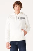 Wrangler W232242102 Ekru Erkek Sol Göğüste Yazı Detaylı Kapüşonlu İki İplik Sweat - 1