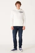 Wrangler W232242102 Ekru Erkek Sol Göğüste Yazı Detaylı Kapüşonlu İki İplik Sweat - 4
