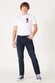Wrangler W121LR278 Texas Slim Mavi Erkek Silim Geniş Paça Normal Bel Kot Pantalon - 1