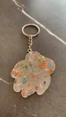 Şeffaf Epoksi İçinde Rengarenk Pullu Gümüş Aksesuarlı Kedi Köpek Pati Anahtarlık El Yapımı Hediyelik thumbnail 8
