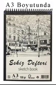 Eskiz Defteri A3 Spralli 50 Yaprak 1 Adet 100 gr 297x420 mm Sketch Book Üstten Açılmalı Ezkiz Defteri - 1