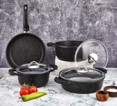 Polo Chef Iron Siyah 7 Parça Granit Tencere Seti - 1