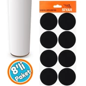 Yapışkanlı Zemin Koruyucu Keçe 50 mm (8'li PAKET) Masa Sandalye Mobilya Koltuk Ayak Keçesi Siyah - 1