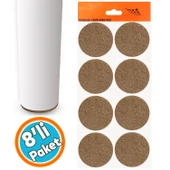 Yapışkanlı Zemin Koruyucu Keçe 50 mm (8'li PAKET) Masa Sandalye Mobilya Koltuk Ayak Keçesi Yuvarlak - 1