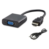 Hadron HDX2019-S HDMI (M) - VGA (F) 1080p Sesli Dönüştürücü Adaptör - Siyah - 1