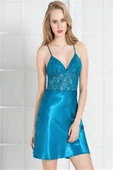 Pierre Cardin 625 Geniş Kesim Dantelli İp Askı Saten Gecelik - 5