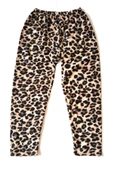 Kadın Polar Pijama Altı Termal Özellikli Leopar Desen Büyük Beden Ev Giyim Cepsiz - 1
