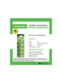 GP Kumanda Pili 27A Pil Alkalin 12V (Beşli Paket) Gp - 2