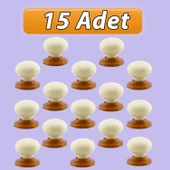 15 Adet Kamelya Kulp Krem Polimer Düğme Kulp Bakır Tablalı Mobilya Mutfak Dolabı Çekmece Kulbu Kulpları thumbnail 1