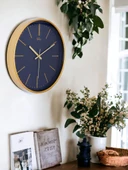 Galaxy 221-AL Serisi Eskitme Metal Görünümlü Sessiz Akar Modern Duvar Saati 30 cm thumbnail 3