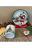 Yılbaşı Özel Noel Baba Desenli Kupa Bardak, Mini Kar Küresi ve Ahşap Pano Hediye Seti - 6
