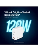 Ttec SmartCharger Trio GAN 120W PD Seyahat Hızlı Şarj Aleti 2 USB-C+USB-A Beyaz 2SCG04B - 2