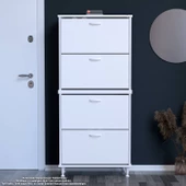 Modilayn UMAY' 2 Li Antre Hol 52 x 160 x 25, 5 cm’ lik 4 Düşer Kapak 8 Göz Bölmeli Ayakkabılık - 1