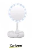 Katlanabilir 3 Modlu Ayarlanabilir Masaüstü Mini Cep Boyu Açılı Piili Led Işıklı Beyaz Makyaj Ayna - 3