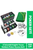Profesyonel Blackjack 200 Poker Çipli 2 İskambil Kağıtlı Texas Holdem Casino Metal Poker Oyunu Seti - 1