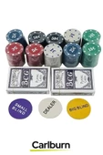Profesyonel Blackjack 200 Poker Çipli 2 İskambil Kağıtlı Texas Holdem Casino Metal Poker Oyunu Seti - 2