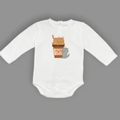 Baskılı Kahve Seven Kediler Bebek Çıtçıtlı Body - 2