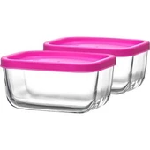 LAV 2'Lİ SAKLAMA KABI PEMBE KAPAK CUB235 - 1