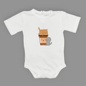 Baskılı Kahve Seven Kediler Bebek Çıtçıtlı Body - 10