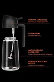 2 Adet Çift Fonksiyonlu Cam Yağdanlık 450ml Zeytinyağı Sıvıyağ Şişe Gri Airfryer Sprey Yağlık Sirkelik - 2