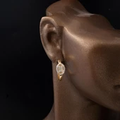 Baget Model Sarı Altın Halka Küpe thumbnail 3