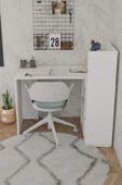 Durusilya Mobilya L Çalışma Masası Kitaplıklı Dolaplı Beyaz - 3