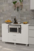 Durusilya Mobilya Fırın Mikro Dalga Bölmeli Kapaklı Çekmeceli Çok Amaçlı Mutfak Balkon Dolabı Fırın Bölme, One Size - 6