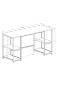 Durusilya Mobilya 140x50 cm Metal Çalışma Bilgisayar Ofis Masası Kitaplıklı - 3