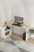 Durusilya Mobilya L Çalışma Masası Bilgisayar Masası Dolaplı Kitaplıklı - 4