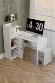 Durusilya Mobilya L Çalışma Masası Kitaplıklı Dolaplı Beyaz - 3