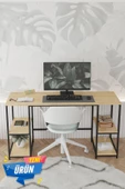 Durusilya Mobilya 140x50 cm Metal Çalışma Bilgisayar Ofis Masası Kitaplıklı - 1