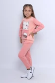 KIZ ÇOCUK 3 İPLİK EŞOFMAN TAKIMI KEDİ BASKILI E4 - 7