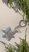 Transparan Mavi Yıldız Süslemeli Gümüş Aksesuarlı Kar Tanesi Epoksi Anahtarlık El yapımı Hediyelik thumbnail 7