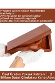 Özel Üretim Kaliteli Yüksek Isıya Dayanıklı Esnek Silikon Dubai Çikolatası Kalıbı 2 Adet - 1