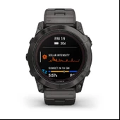Garmin Fenix 7X Pro Sapphire Solar Karbon Gri DLC Titanyum - Titanyum Kayışlı - 1