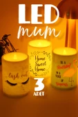 3lü Led Mum Kirpik Çelenk Flamingo Bardak Tipi Pilli Dumansız Alevli Dekoratif Yapay Mum Dekor Lamba - 2