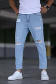 Erkek Boyfiend Yırtıklı Buz Mavi Kot Pantolon thumbnail 1