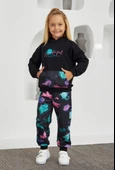 Kız Çocuk Boya Baskı Detaylı Kapşonlu Takım thumbnail 5