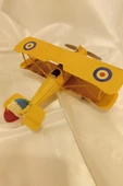 Metal Uçak Dekoratif Maket El Yapımı Oyuncak Teyyare Sarı Nazar Boncuk Çift Kanat thumbnail 1