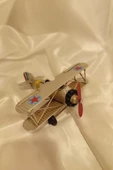 Metal Uçak Dekoratif Maket El Yapımı Oyuncak Teyyare Beyaz Nazar Boncuk Çift Kanat Kamikaze thumbnail 3