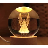 Ahşap Tabanlı Melek Tasarımlı Işıklı Cam Küre - 1