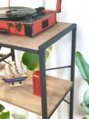 DEKORATİF PLAK STANDI METAL GÖVDELİ AHŞAP RAFLI PİLAK KÖŞESİ DRESUAR - 7