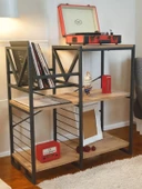 DEKORATİF PLAK STANDI METAL GÖVDELİ AHŞAP RAFLI PİLAK KÖŞESİ DRESUAR - 6