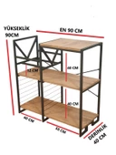 DEKORATİF PLAK STANDI METAL GÖVDELİ AHŞAP RAFLI PİLAK KÖŞESİ DRESUAR - 5